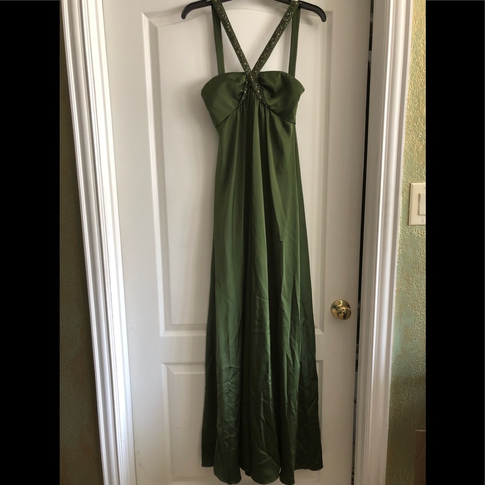 BCBG Satin Criss Cross with Low Back Dress